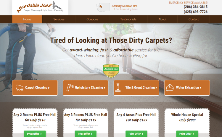 Affordable Joe’s Carpet Cleaning website