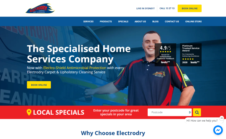 Electrodry Carpet Dry Cleaning website